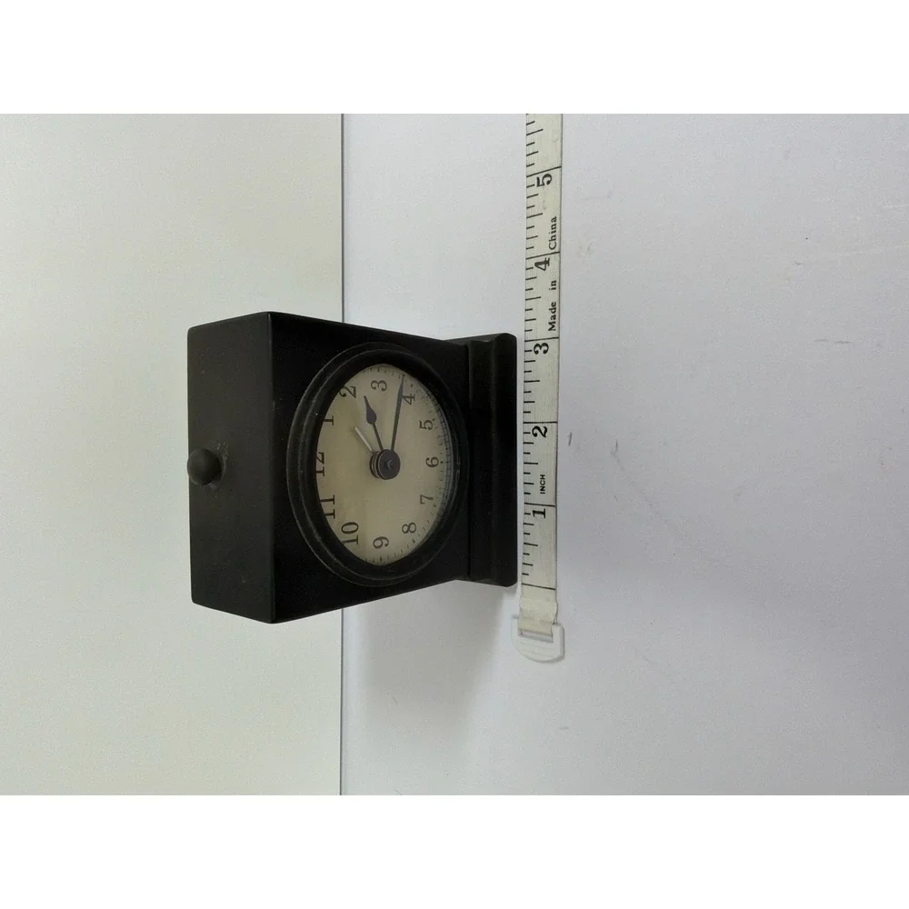 Vintage Crate & Barrel Black Carriage Style Table Alarm Clock